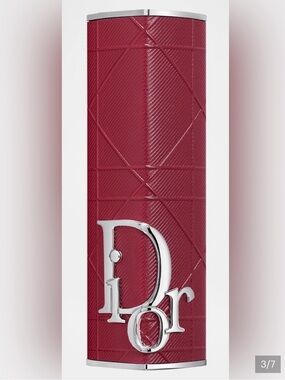 Dior Addict Red Brick Cannage Couture Case Lipstick Case with Silver Logo